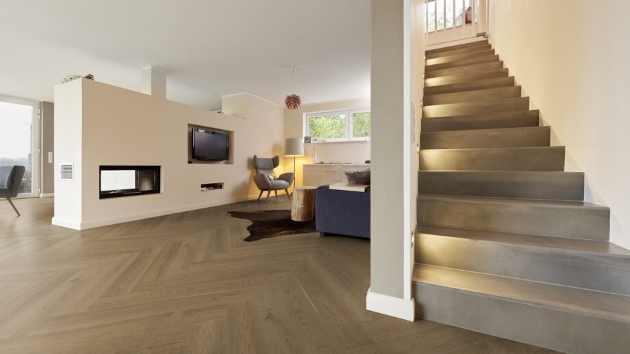 Parquet Oak, ter Hürne, Oak terra brown, herringbone, brushed, beveled, natural oil-treated – 3