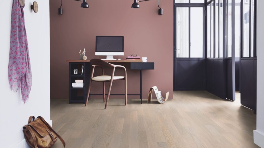 Parquet Tarkett, Shade, Oak Cotton White DuoPlank, 2-strip, stained, Proteco Natura mat lacquer – 2