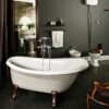 Bathtub PAA VICTORIA in matt Silkstone with wooden legs – view 2 Bathtub PAA VICTORIA in matt Silkstone with wooden legs – 2