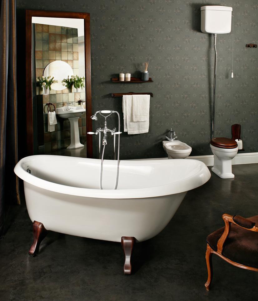 Bathtub PAA VICTORIA in matt Silkstone with wooden legs – 2