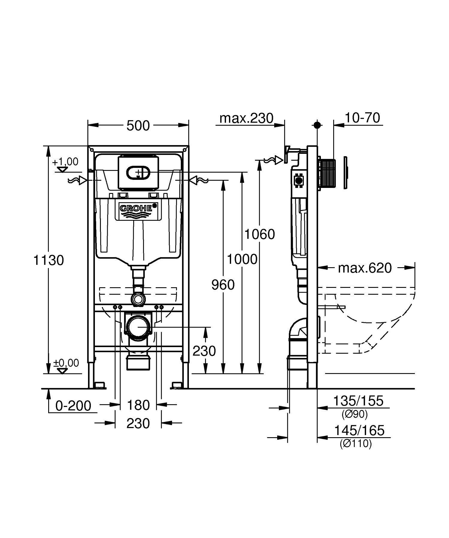 Mounting element for WC flushing cistern GROHE – 2