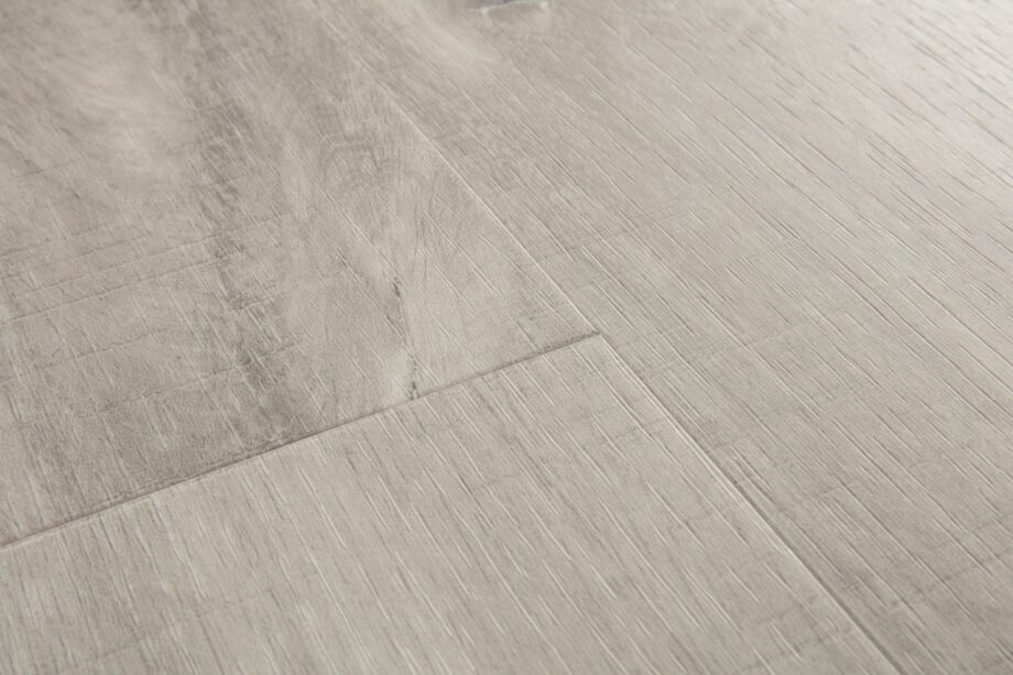 Vinyl parquet SPC Quick Step canyon oak grey with saw cuts alpha small planks, beveled