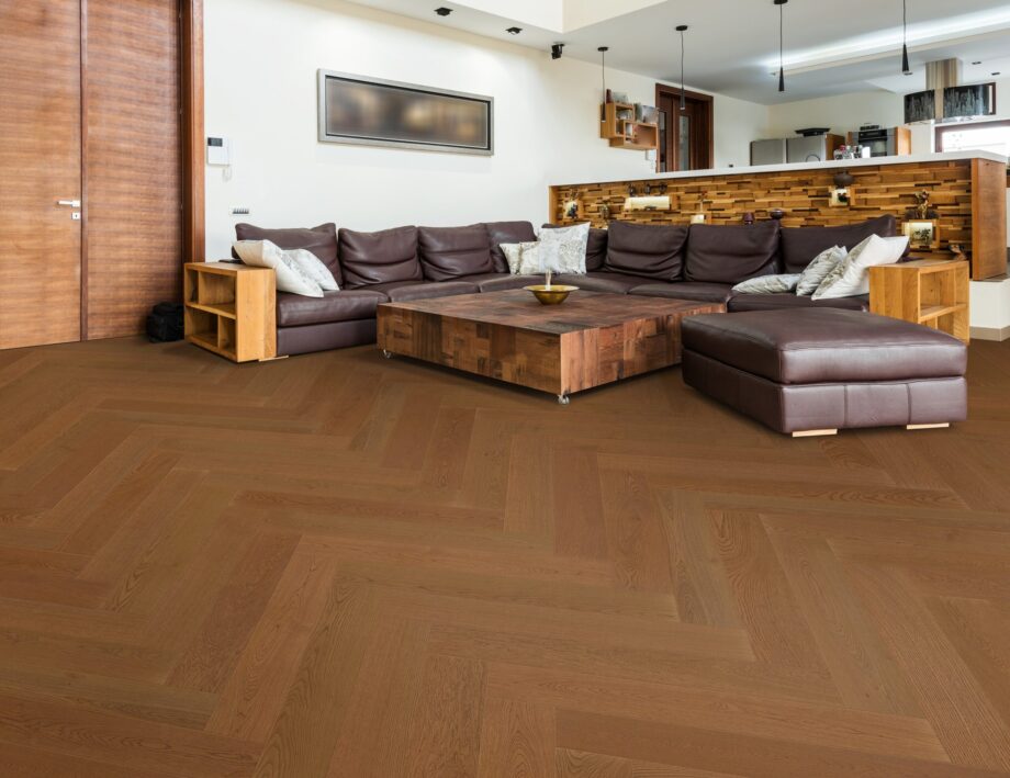 Herringbone parquet Oak JAS, 4 sides beveled, brushed, matt lacquered