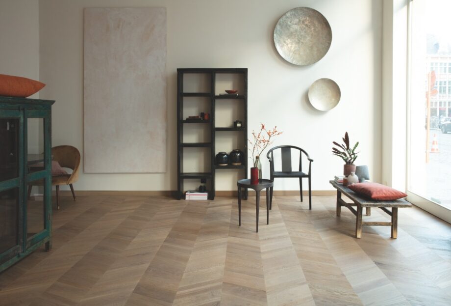 Chevron parquet oak intenso eclipse, Quick Step, oiled