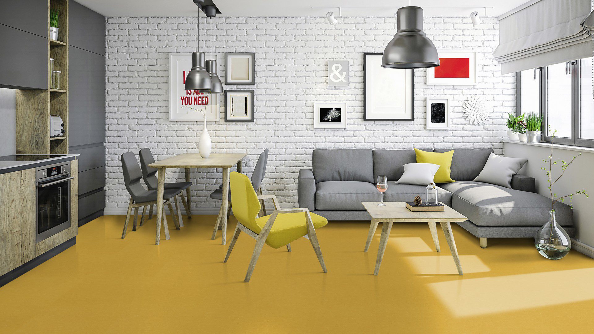 Linoleum Colorette Acoustic Plus 19 dB 0001 Banana Yellow – 3