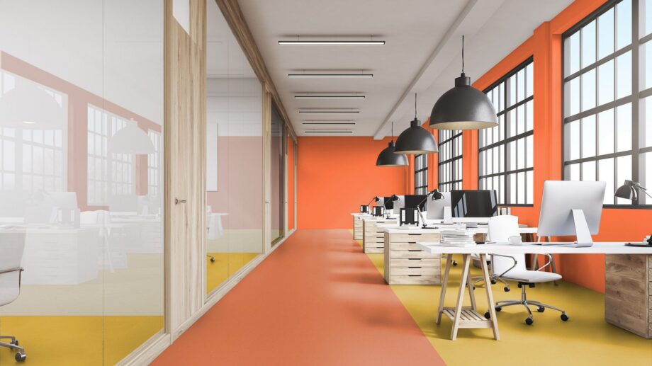 Linoleum floor Gerflor Colorette 0016 Deep Orange – view 2 Linoleum floor Gerflor Colorette 0016 Deep Orange – 2