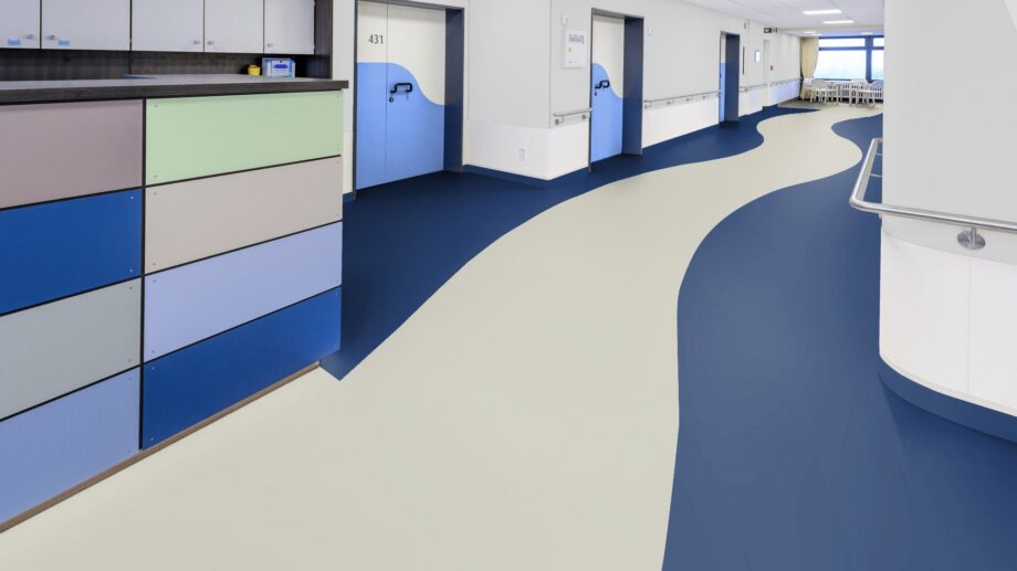 Linoleum floor Gerflor Uni Walton 0100 Ocean Blue – view 4 Linoleum floor Gerflor Uni Walton 0100 Ocean Blue – 4
