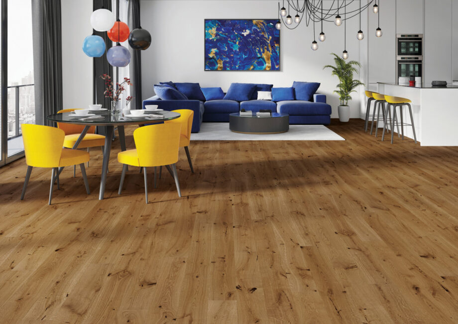 Parquet Oak, Medio Azores, 1-strip, beveled, stained, brushed, natural oil