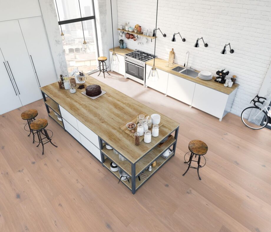 Parquet Oak Rustical 1-strip beveled brushed white oiled 148mm – 8