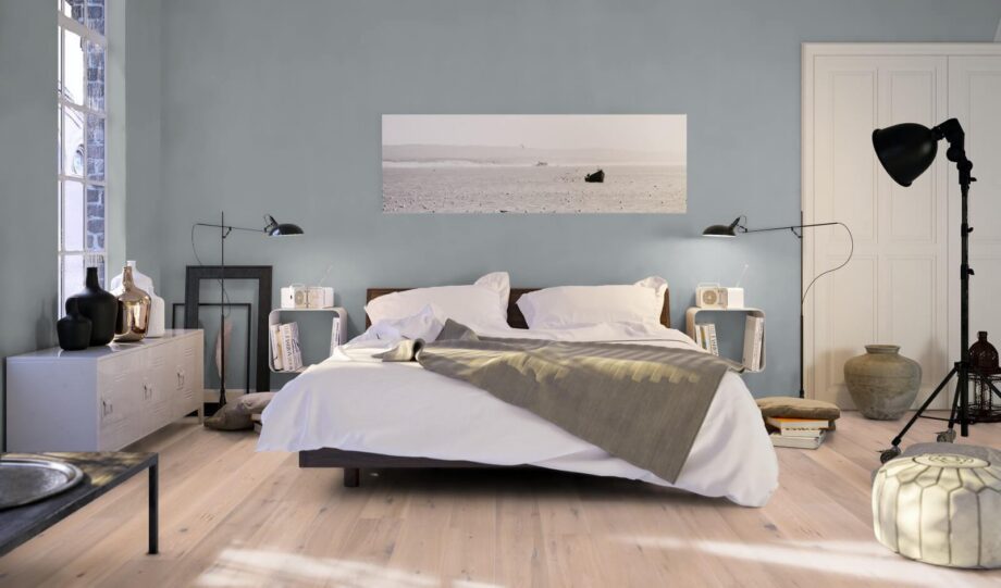 Parquet Oak Rustical 1-strip beveled brushed white oiled 189mm – 14
