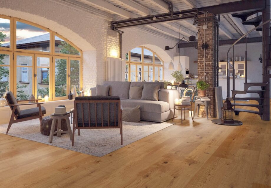 Parquet Trinity Oak Rustical 1-strip beveled brushed oiled – 8