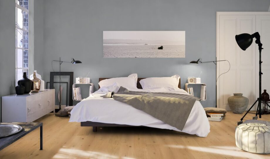 Parquet Trinity Oak Rustical 1-strip beveled brushed light white oiled – 9