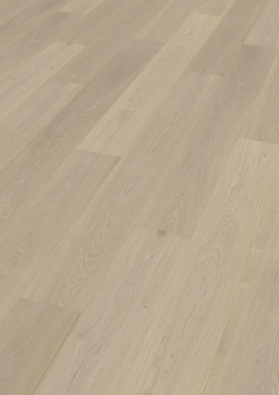 Parquet Trinity Oak Natur 1-strip beveled brushed white oiled