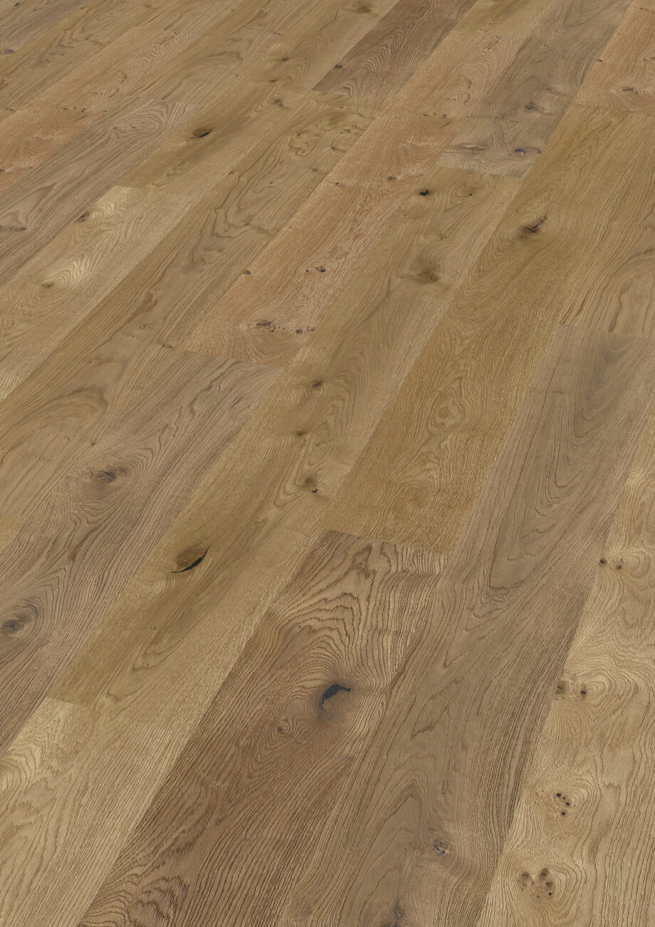 Parquet floor Trinity Oak Rustik 1-strip beveled deep brushed oiled