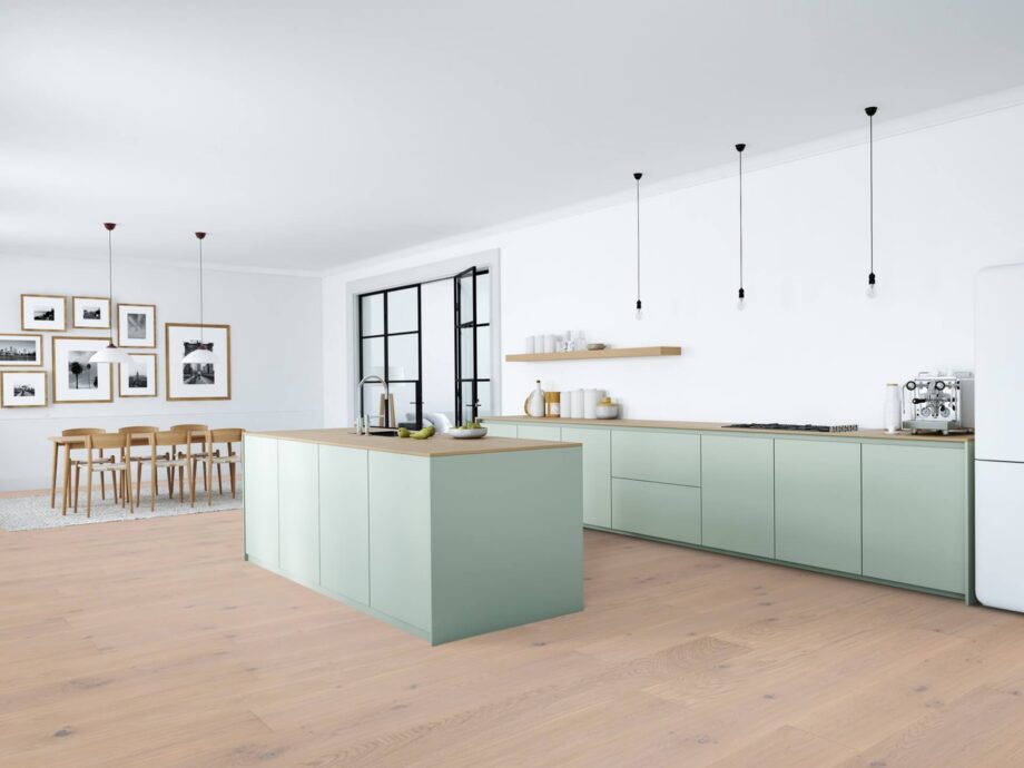 Oak Parquet Trinity Rustical 1-strip beveled hand scraped white oiled – 11