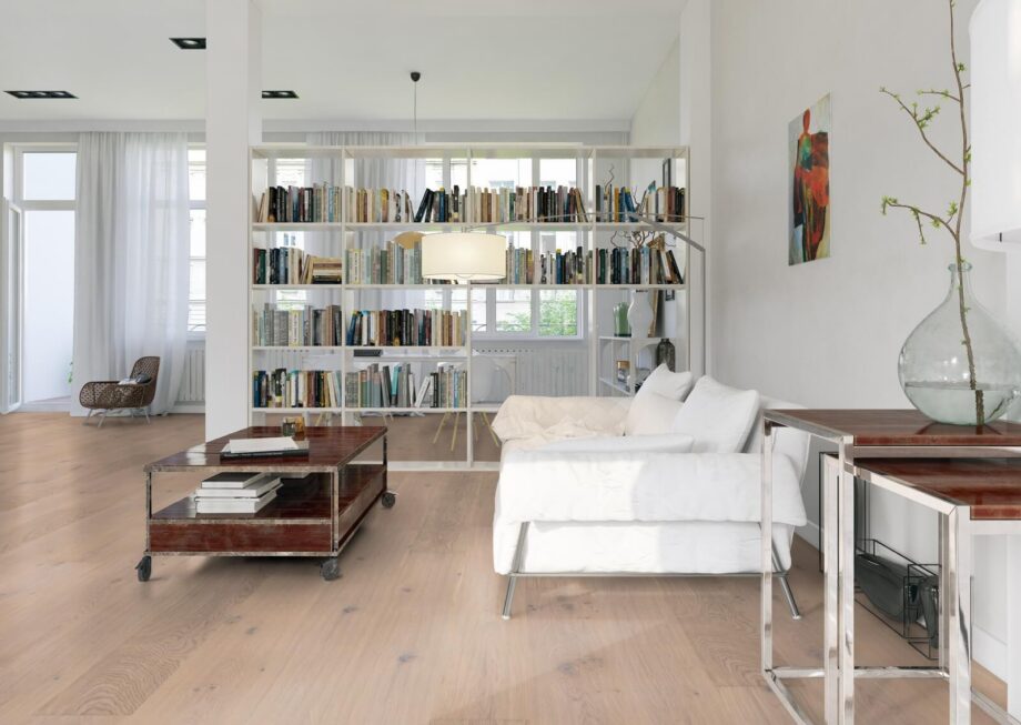 Oak Parquet Trinity Rustical 1-strip beveled hand scraped white oiled – 13