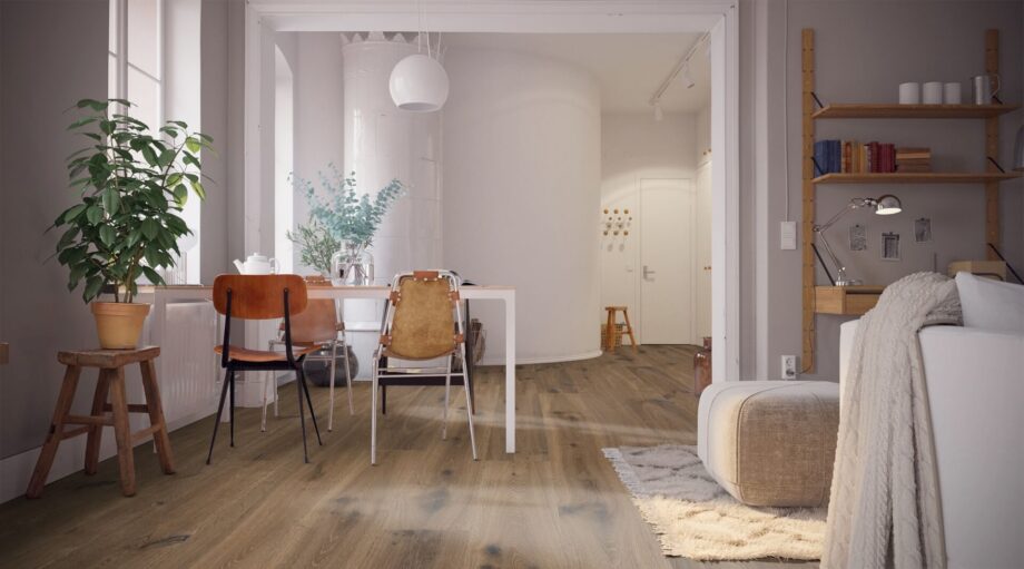 Parquet Trinity Smoked Oak Rustical 1-strip beveled hand scraped deep brushed white oiled – 10