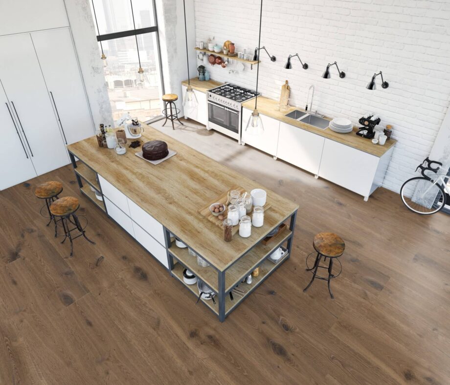 Parquet Trinity Smoked Oak Rustical 1-strip beveled hand scraped deep brushed white oiled – 6