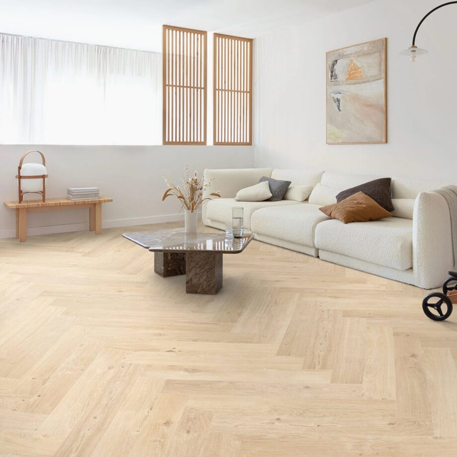 Rigid LVT Herringbone Vinyl Flooring Floorify Hirame F300 – 2