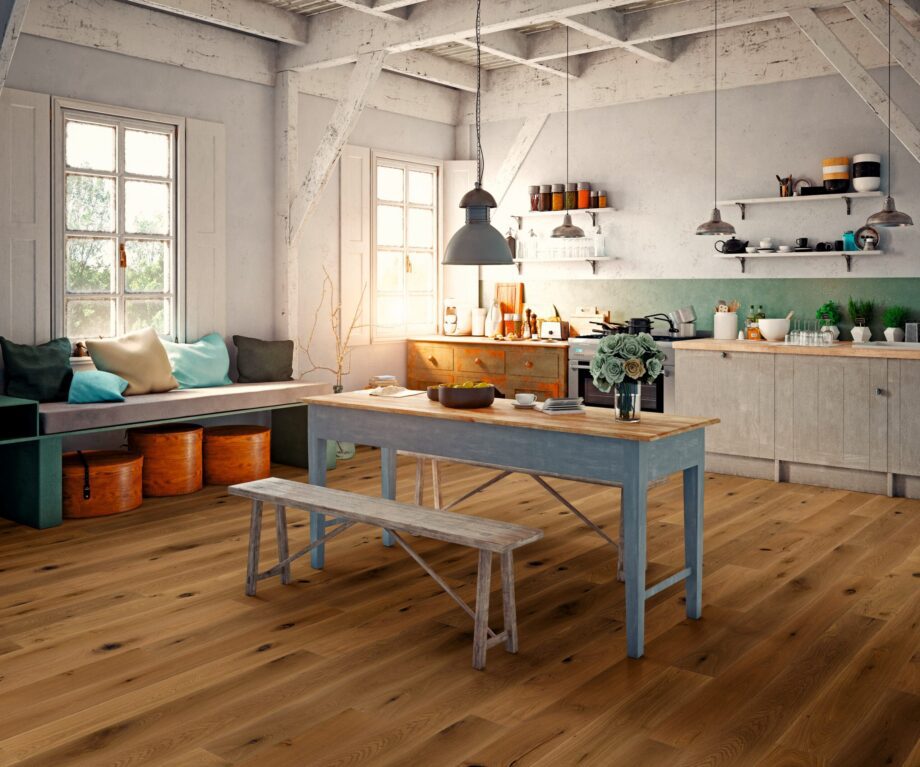 Parquet floor Oak Rustical 1-strip beveled brushed oiled. – 2