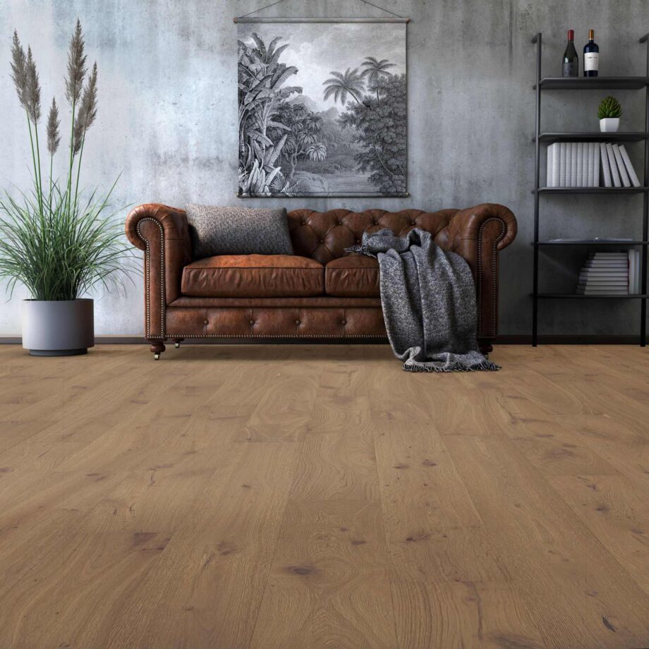 Parquet floor Smoked Oak Rustical 1-strip 2 sides beveled brushed white oiled – 2