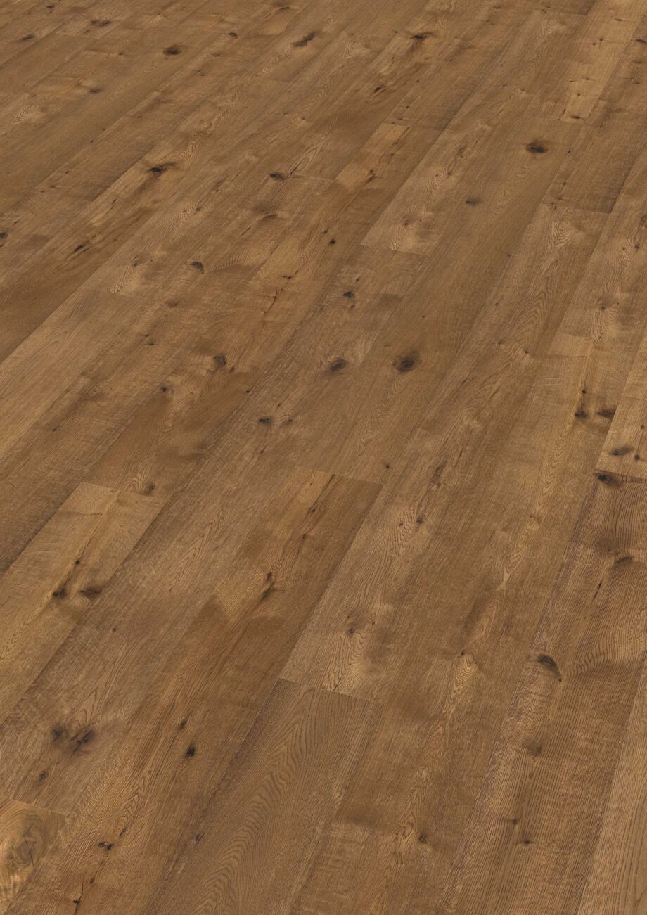 Parquet floor Smoked Oak Rustical 1-strip 2 sides beveled brushed oiled