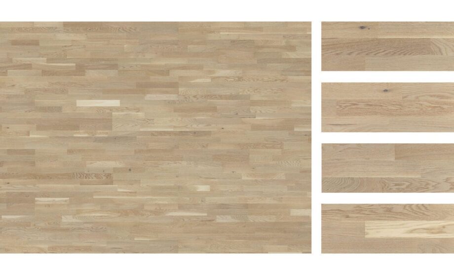 Parquet floor Tarkett Oak Tres 3-strips brushed white matt lacquered – 2