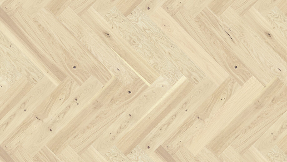 Herringbone flooring oak natural beveled white matt lacquer 110mm