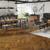 Herringbone parquet oak beveled brown matt lacquer 110mm – 2