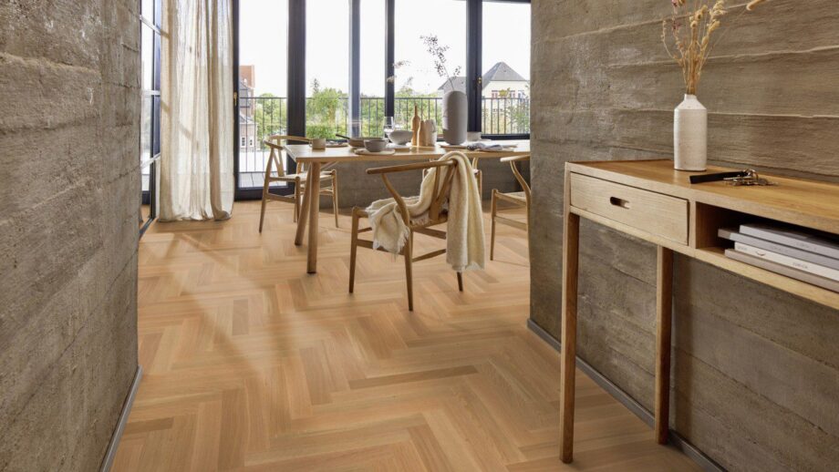 Kalasaba parkett Tamm Natur 13 õlivahatatud – vaade 2 Herringbone parquet flooring Bauwerk Monopark Oak Natur 13 oil waxed – 2