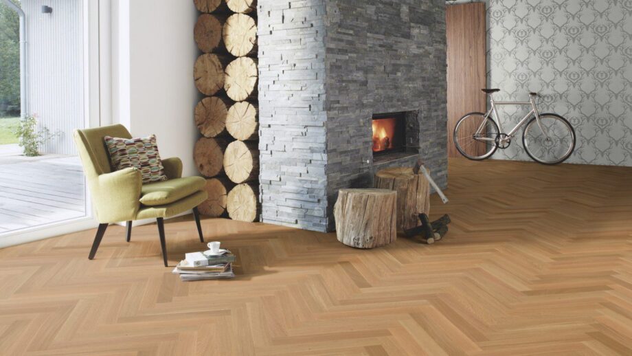 Kalasaba parkett Tamm Natur 13 õlivahatatud – vaade 4 Herringbone parquet flooring Bauwerk Monopark Oak Natur 13 oil waxed – 4