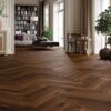 Herringbone floor Smoked Oak beveled, brushed, matt lacquered – view 2 Herringbone floor Smoked Oak beveled, brushed, matt lacquered – 2