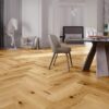 Herringbone flooring Barlinek Oak Raisins beveled brushed matt lacquered – view 2 Herringbone flooring Barlinek Oak Raisins beveled brushed matt lacquered – 2