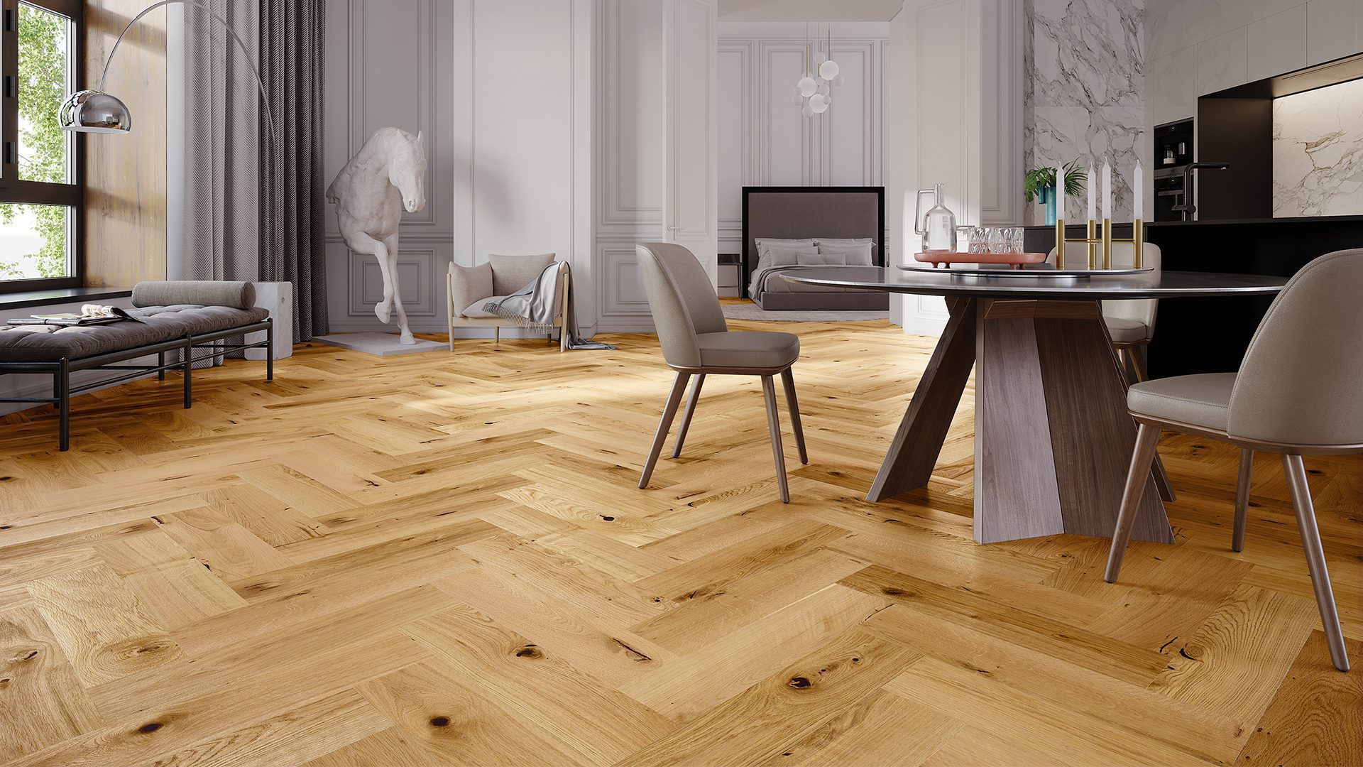 Herringbone flooring Barlinek Oak Raisins beveled brushed matt lacquered – 2