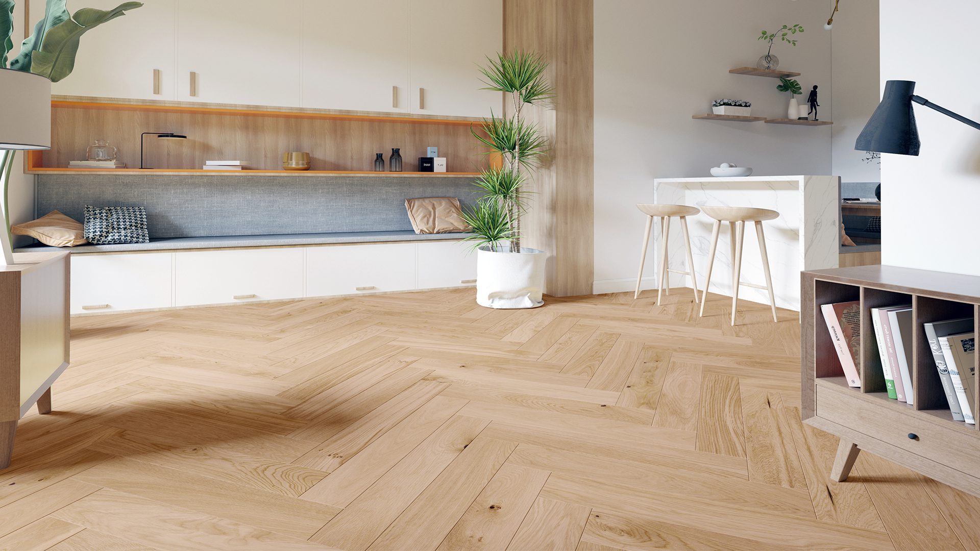 Herringbone floor Oak Crema beveled brushed matt lacquered – 2