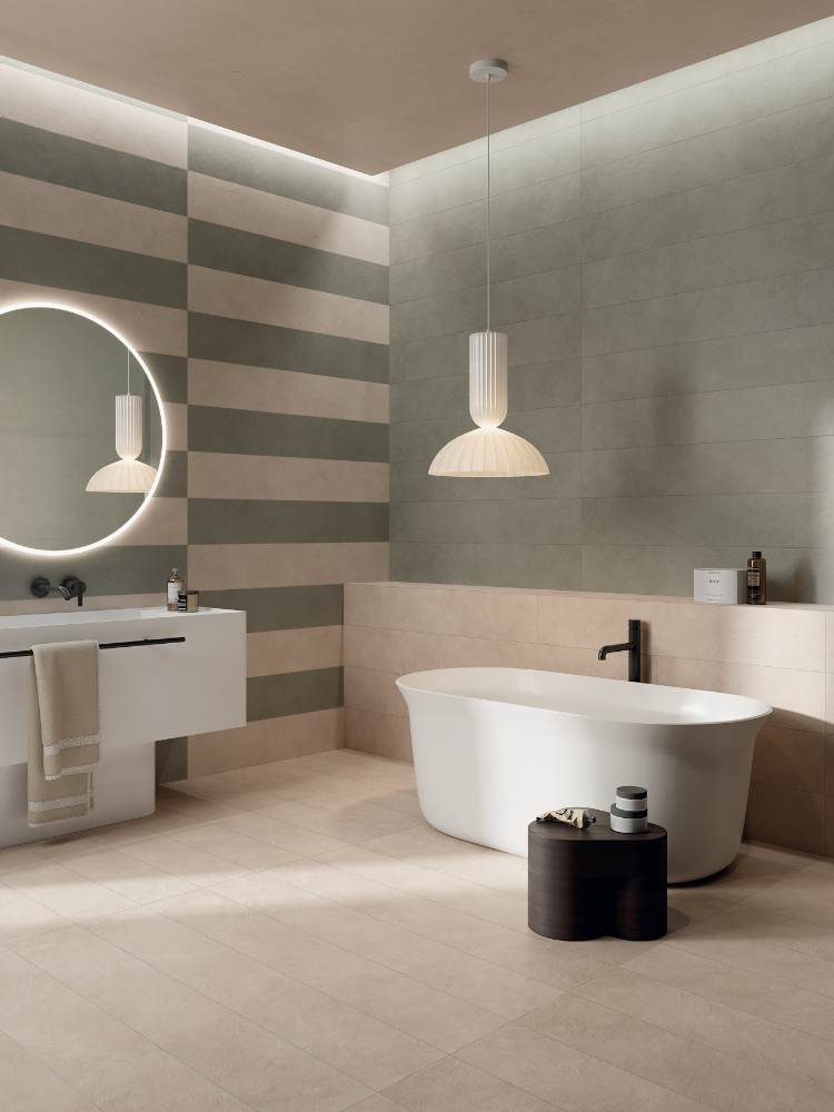 Solid colour porcelain listello ABK Alterego Cream, 5x120 cm, 8.5 mm, matt