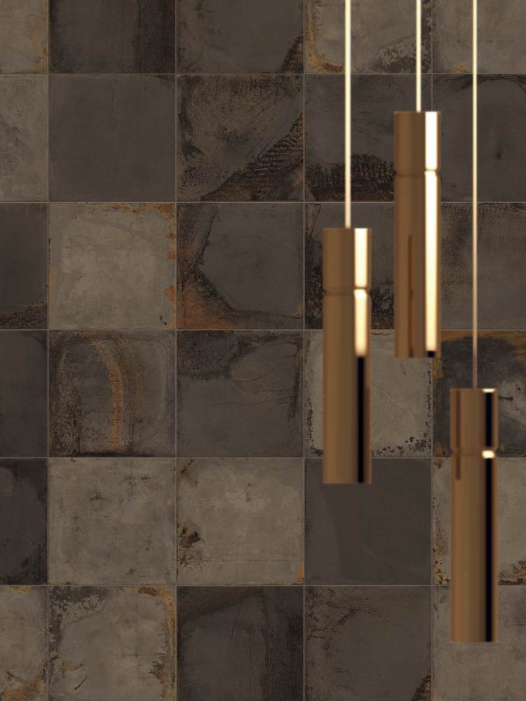 Vintage style porcelain floor tile ABK Play Oxide Bronze, 20x20 cm, 8.5 mm, matt (nat.)