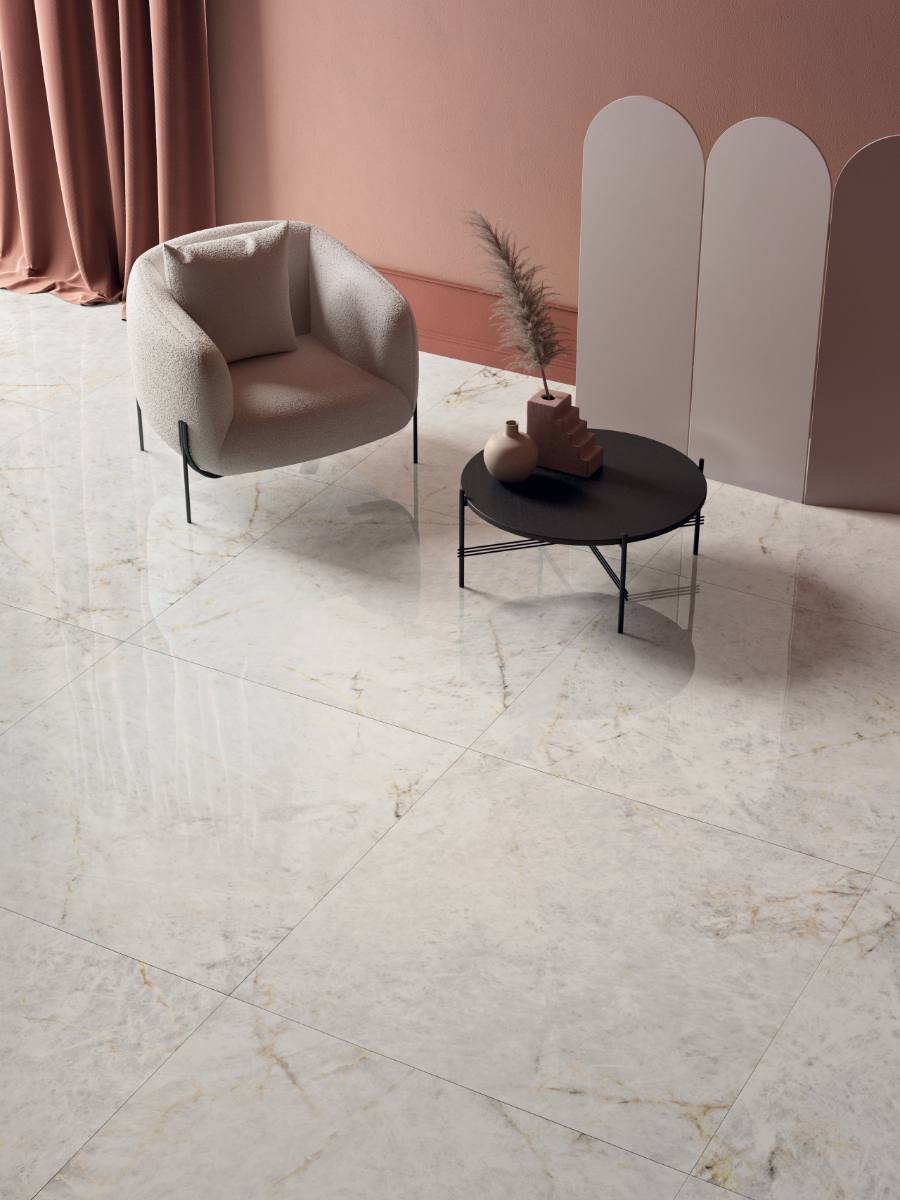 Marble effect large porcelain slab ABK Sensi Gems Crystal, 120x280 cm, 6 mm, soft satin – 4