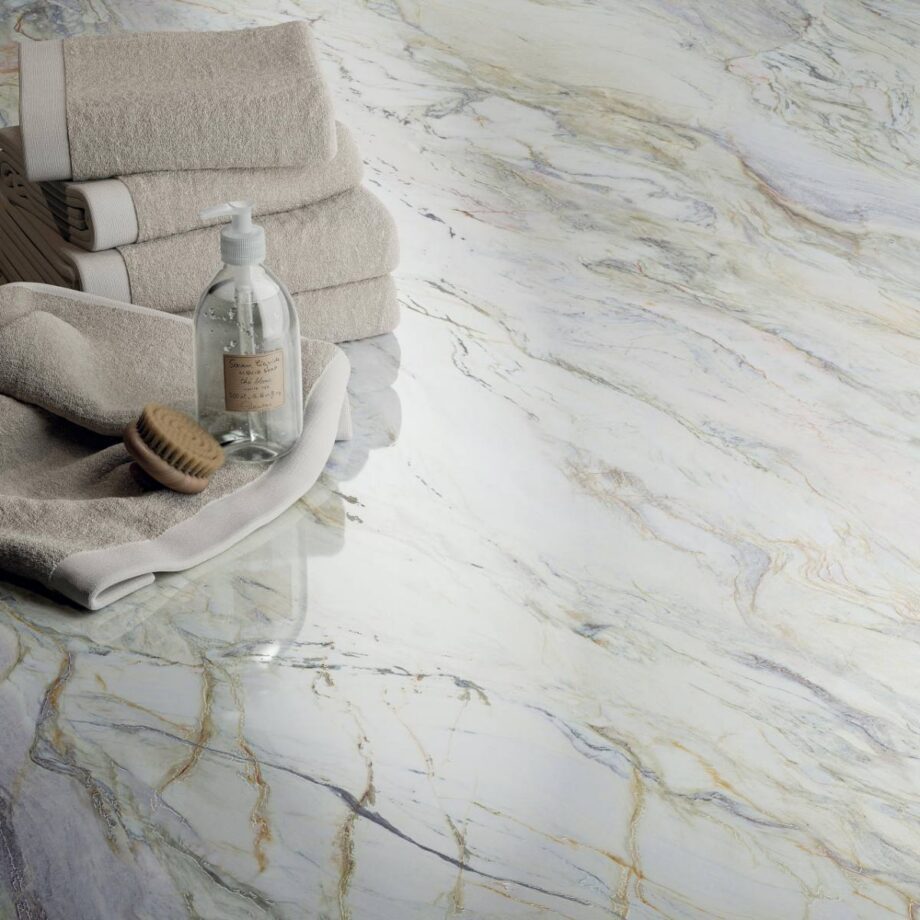 Marble effect porcelain tiles ABK Sensi Nuance Quarzite Fusion, 120x120 cm, 8.5 mm, polished 3D textured (lux 3D) – 4