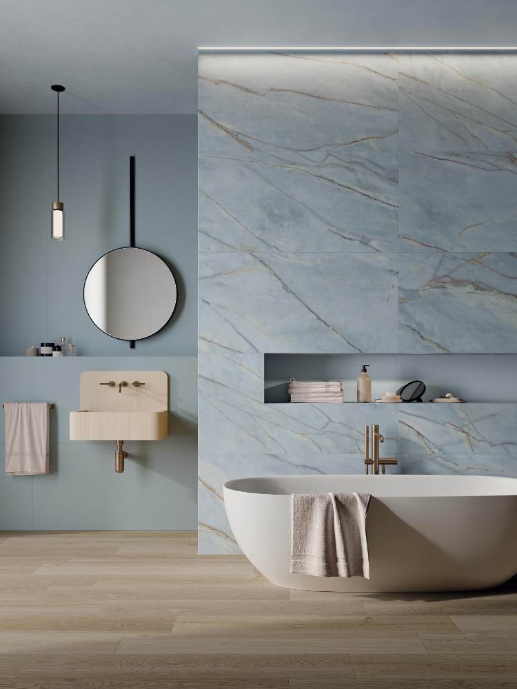Solid colour ceramic wall tile ABK Wide&Style Mini Cloud, 60x120 cm, 7 mm, matt