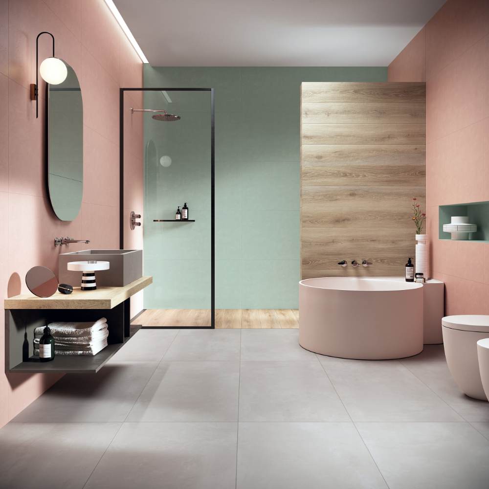 Solid colour ceramic wall tile ABK Wide&Style Mini Mint, 60x120 cm, 7 mm, matt