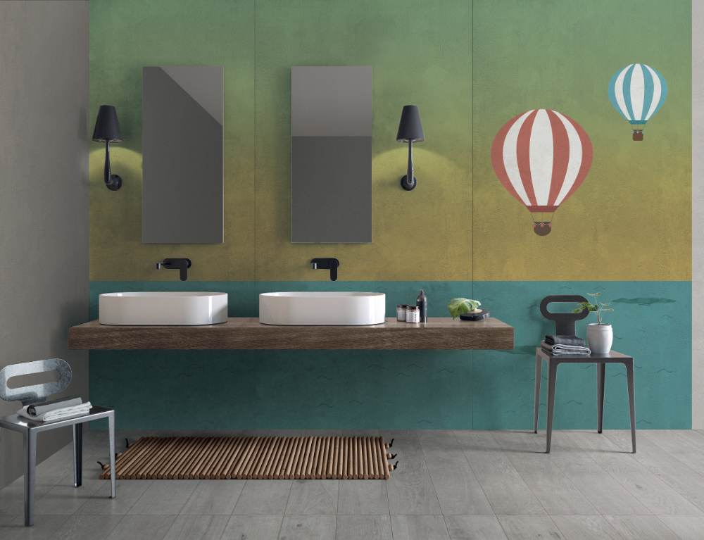 Patterned large porcelain decor slab ABK Wide&Style Baloon B, 120x280 cm, 6 mm, matt