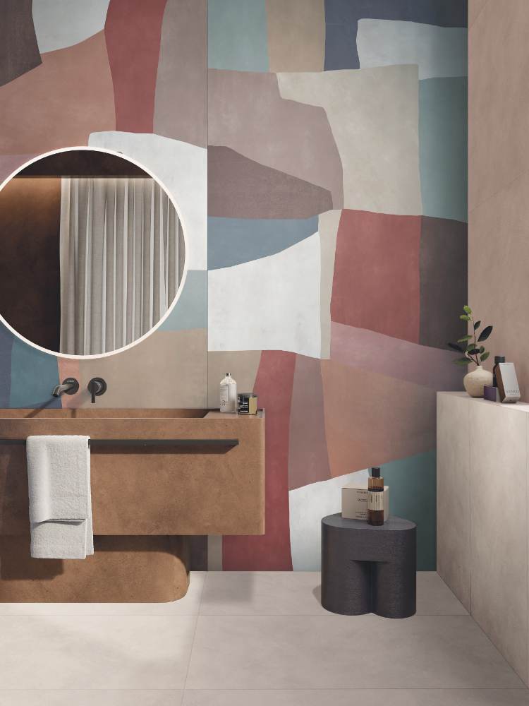 Patterned large porcelain decor slab ABK Wide&Style Moodboard A, 120x280 cm, 6 mm, matt