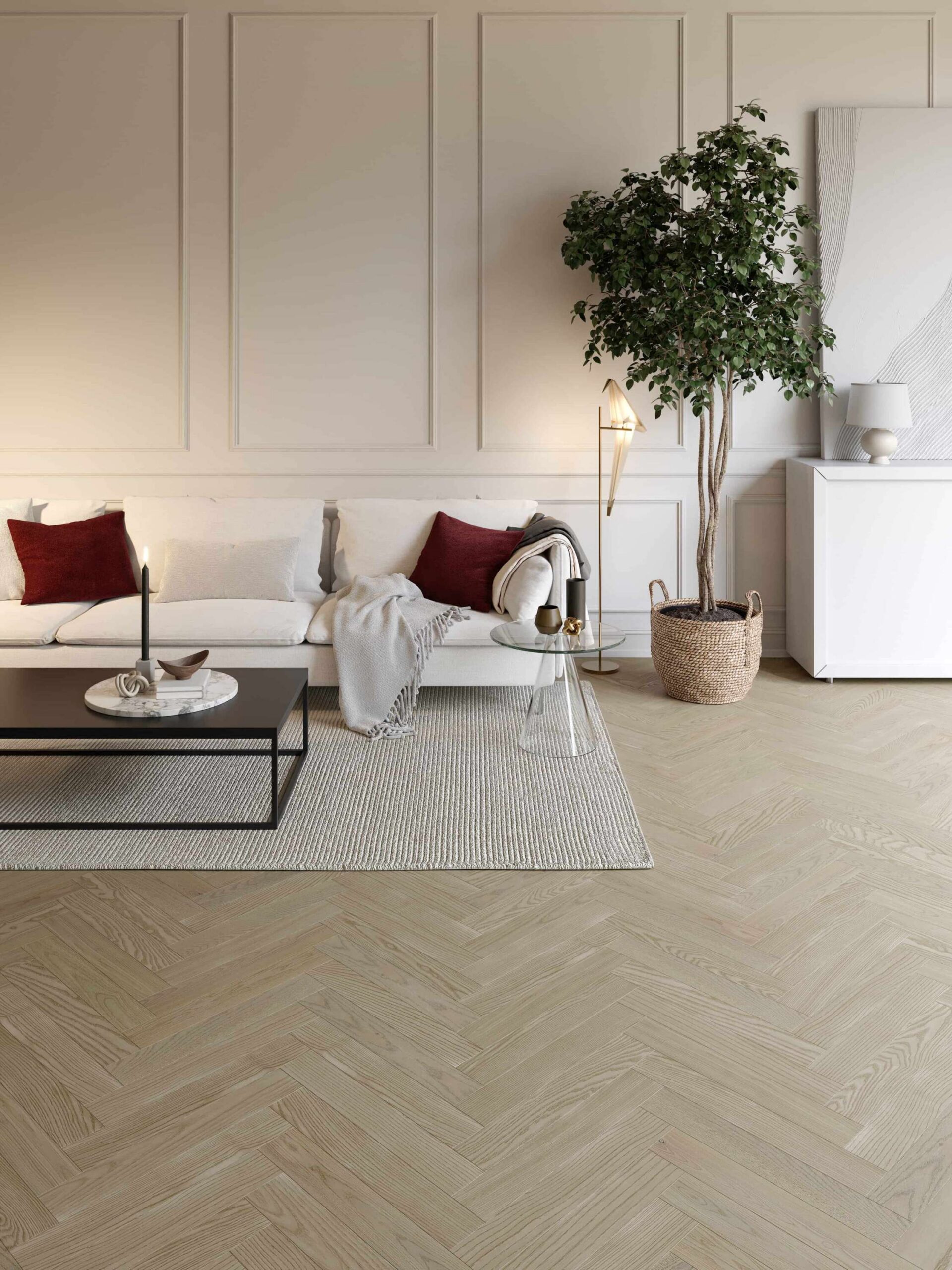 Ash Herringbone Parquet Esta Elegant Sandstone Original 600 mm extra matt lacquered – 2