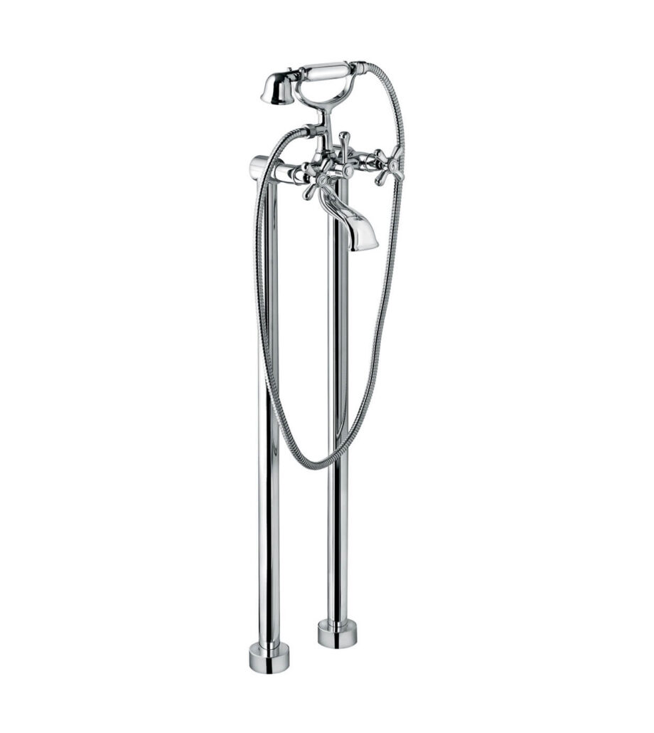 Bath mixer on floor columns Emmevi Decò Classic 1201128 with hand shower, chrome Bath mixer on floor columns Emmevi Decò Classic 1201128 with hand shower
