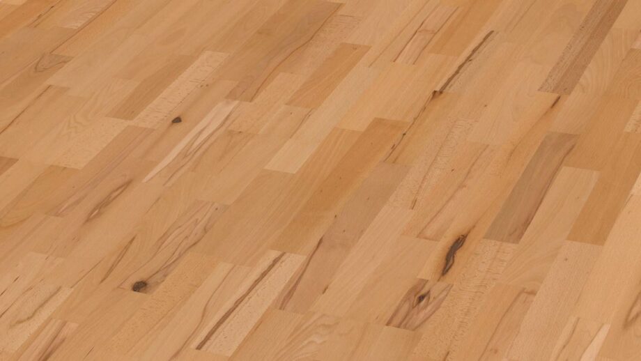 Beech parquet Meister, Longlife PC 200, Steamed beech lively 09046, 3-strip, 2400 x 200 mm, brushed, ultra matt lacquered Beech parquet Meister, Longlife PC 200, Steamed beech lively 09046, 3-strip, 2400 x 200 mm, brushed, ultra matt lacquered
