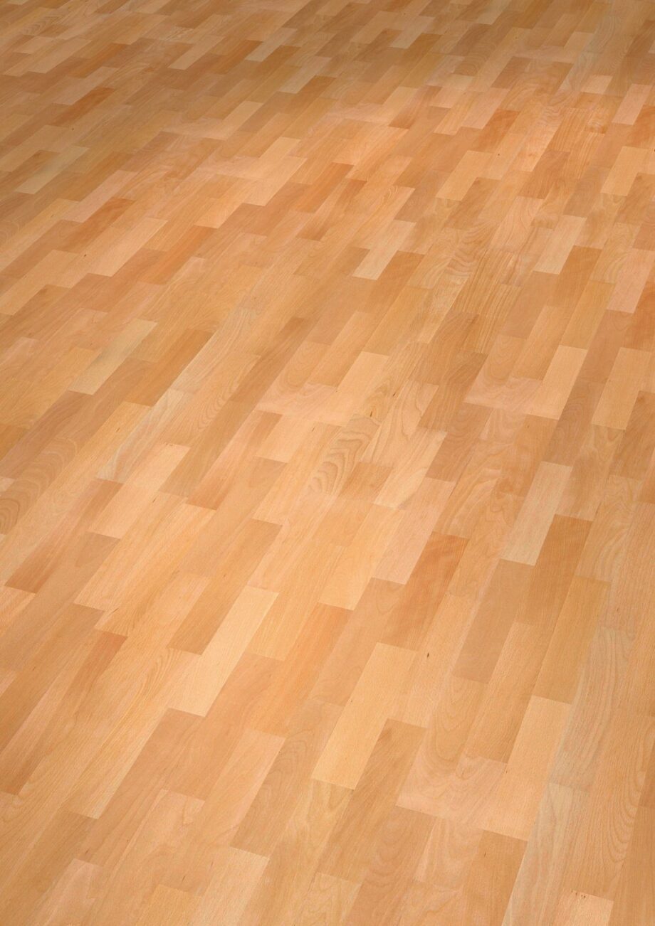 Beech parquet Thede & Witte Euro 3-strip, nature, matt lacquered, 3-strip, 2200 x 204 x 14 mm