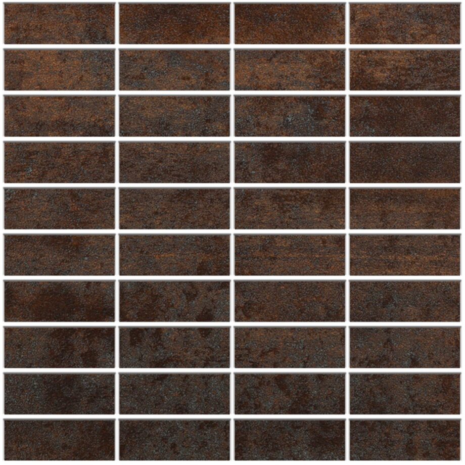 Corten steel-effect porcelain mosaic tile Tau Corten A, 30×30 cm, rust brown Corten steel-effect porcelain mosaic tile Tau Corten A, 30x30 cm, rust brown