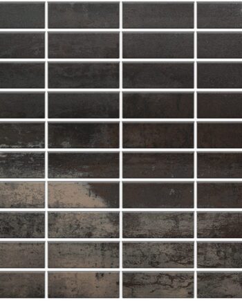 Corten steel-effect porcelain mosaic tile Tau Corten B, 30x30 cm, dark rust brown