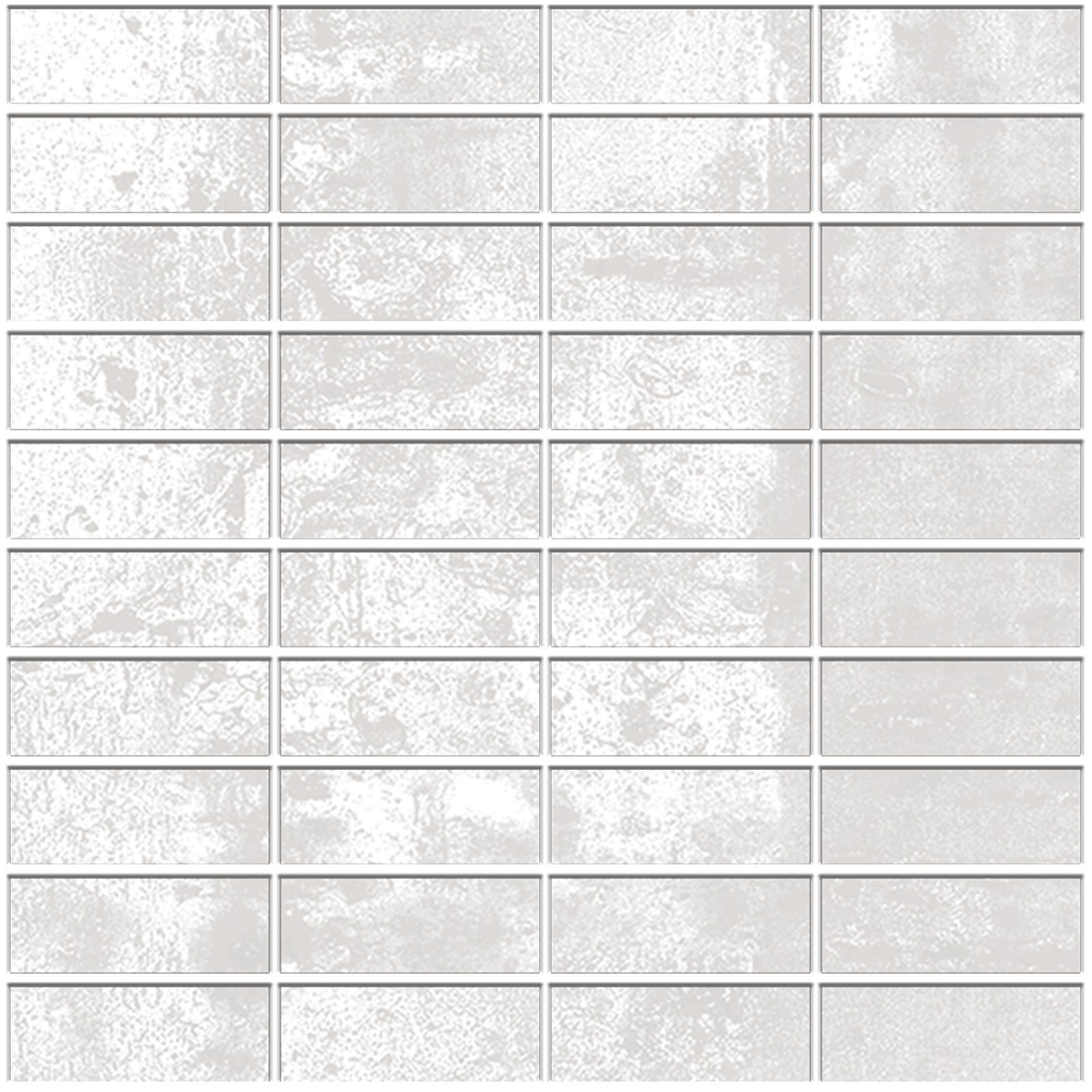 Corten steel-effect porcelain mosaic tile Tau Corten Blanco, 30x30 cm, white